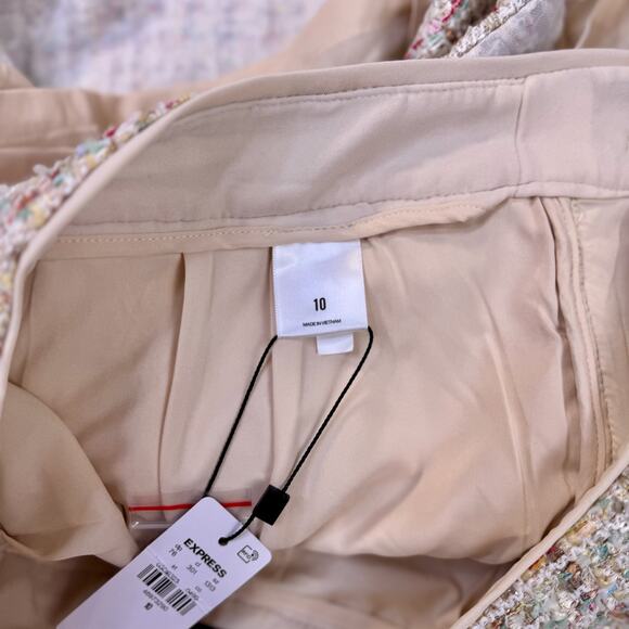 Tweed High Waisted Shorts Cream Women's 10 Chanel Inspired Parisian Vacation NWT - Picture 7 of 16